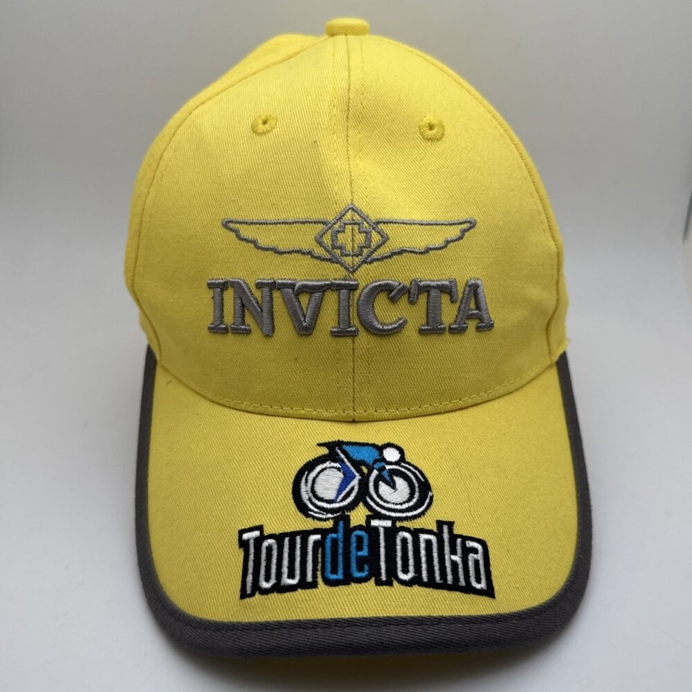 Invicta Hat Cap Strap Back Yellow Tour De Tonka Cycling Adjustable